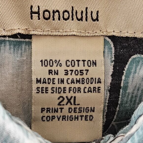 Hooke Street Tropical Leaves Print 100% Cotton Short Sleeve Shirt - Picture 4 of 4